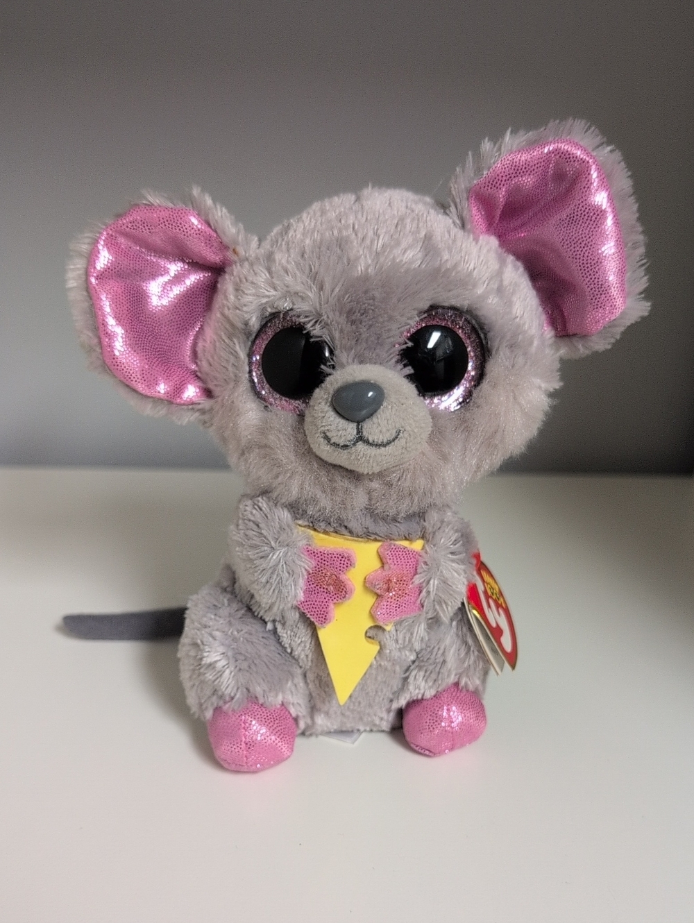 💜2/$20💜 Ty Beanie Boos Squeaker The Mouse 6" Plush Pink Sparkle Eyes NWT